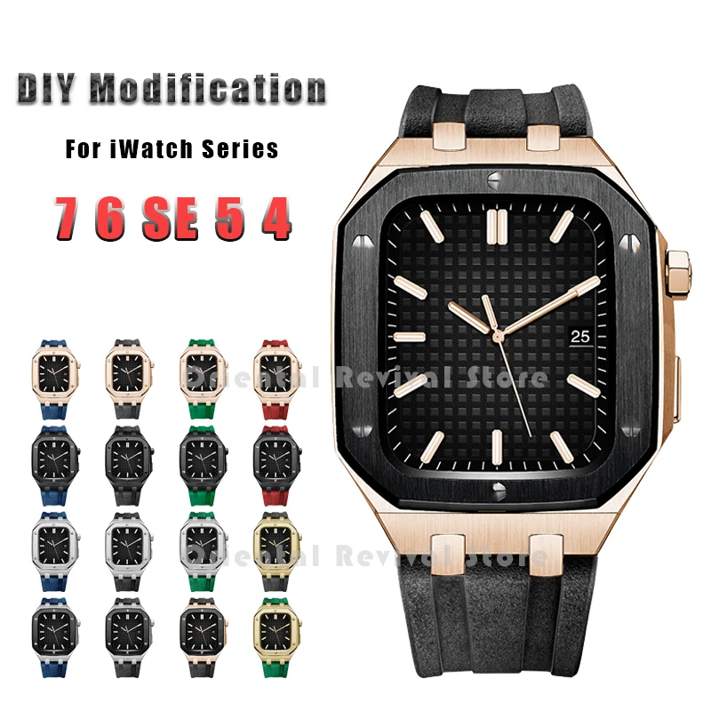 Stainless steel Strap Modification Kit compatible with Apple Watch 7 45mm Rubber Band for iWatch 6 SE 5 4 Series 44mm Metal Case
Stainless steel Strap Modification Kit compatible with Apple Watch 7 45mm Rubber Band for iWatch 6 SE 5 4 Series 44mm Metal Case