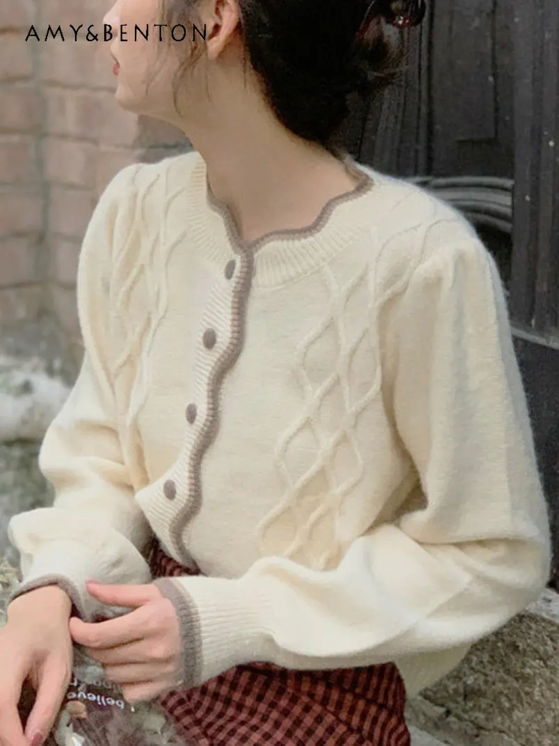 Вязаный свитер во французском стиле с длинными рукавами, кардиган, пальто, Женский Нежный короткий топ в стиле ретро с оборками на осень и зи...
Вязаный свитер во французском стиле с длинными рукавами, кардиган, пальто, Женский Нежный короткий топ в стиле ретро с оборками на осень и зи...