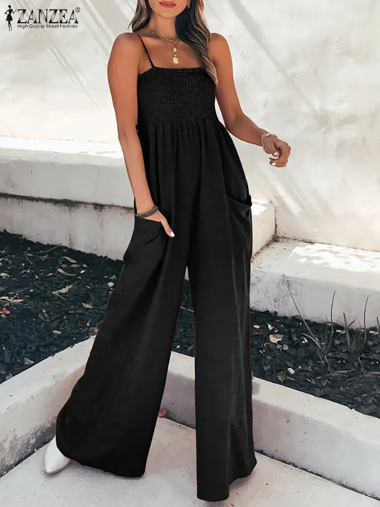 Women Holiday Elegant Long Playsuits Casual Solid Overalls 2022 Fashion Sleeveless Maxi Jumpsuits ZANZEA Summer Wide Leg Rompers
Women Holiday Elegant Long Playsuits Casual Solid Overalls 2022 Fashion Sleeveless Maxi Jumpsuits ZANZEA Summer Wide Leg Rompers