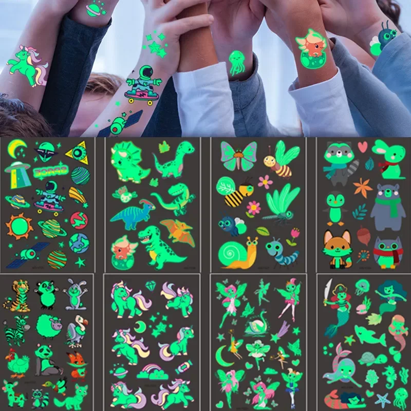 12PCS Luminous Tattoo Stickers Kid Temporary Unicorn Fake Tattoos set Glow Face Arm Leg for Children Body Art Mermaid Sticker
12PCS Luminous Tattoo Stickers Kid Temporary Unicorn Fake Tattoos set Glow Face Arm Leg for Children Body Art Mermaid Sticker