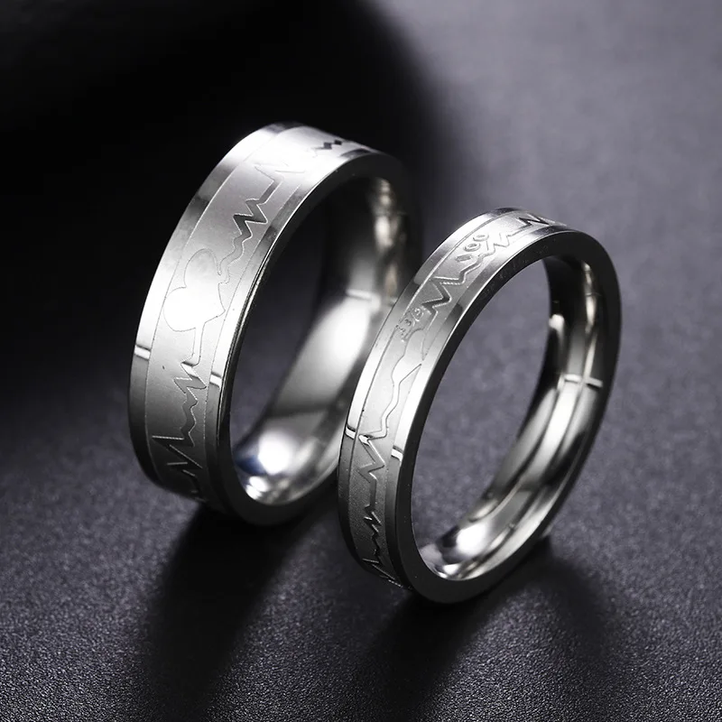 1Pcs Classic Titanium Steel Ring Electrocardiogram Wave heartbeat Ring Wedding Couples Rings Bijouterie for Man or Woman Gift
1Pcs Classic Titanium Steel Ring Electrocardiogram Wave heartbeat Ring Wedding Couples Rings Bijouterie for Man or Woman Gift