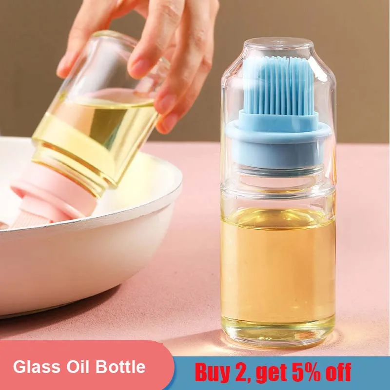 

150ml Glass Oil Bottle Oil Brush Baking Barbecue Grill Oil Brush Dispenser Pastry Steak Oil Brushes Kitchen Baking BBQ Tool