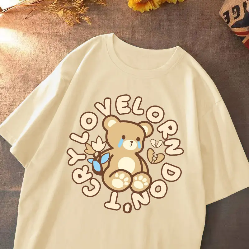 100% Cotton TShirt Short Sleeve Oversized T-Shirts 2022 Summer Harajuku Anime Kawaii Sad Bear Print Loose T Shirt Women Tops Y2k
100% Cotton TShirt Short Sleeve Oversized T-Shirts 2022 Summer Harajuku Anime Kawaii Sad Bear Print Loose T Shirt Women Tops Y2k