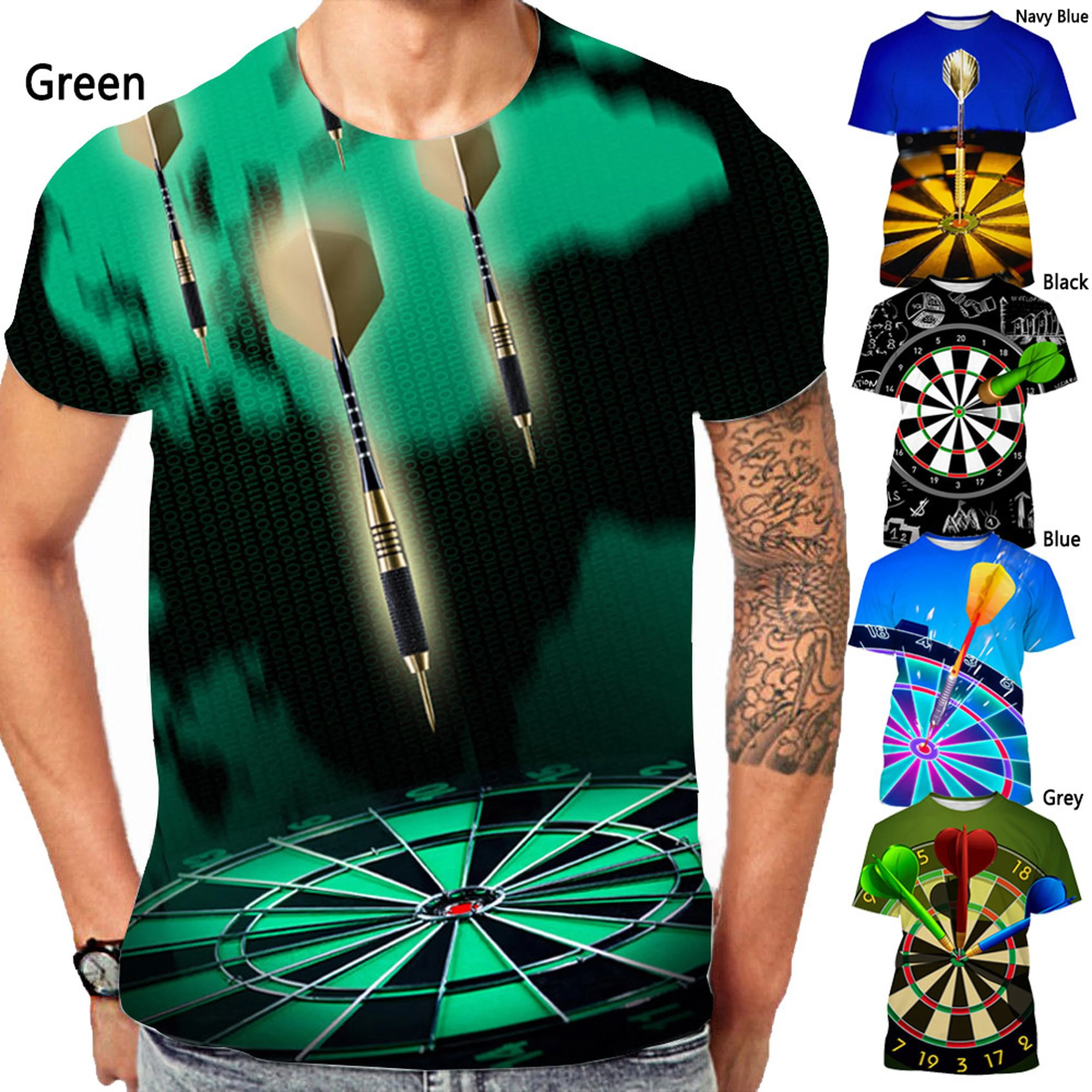Новая летняя повседневная футболка с коротким рукавом, модная мужская и женская футболка с 3D-принтом в виде дротиков
Новая летняя повседневная футболка с коротким рукавом, модная мужская и женская футболка с 3D-принтом в виде дротиков