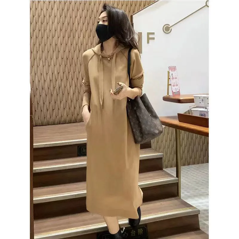 Autumn Winter Women Hooded Sweater Long Dress Plus Size Long-Sleeve Thickening Loose Female Fashion INS Sweaters Vestidos M-4XL
Autumn Winter Women Hooded Sweater Long Dress Plus Size Long-Sleeve Thickening Loose Female Fashion INS Sweaters Vestidos M-4XL