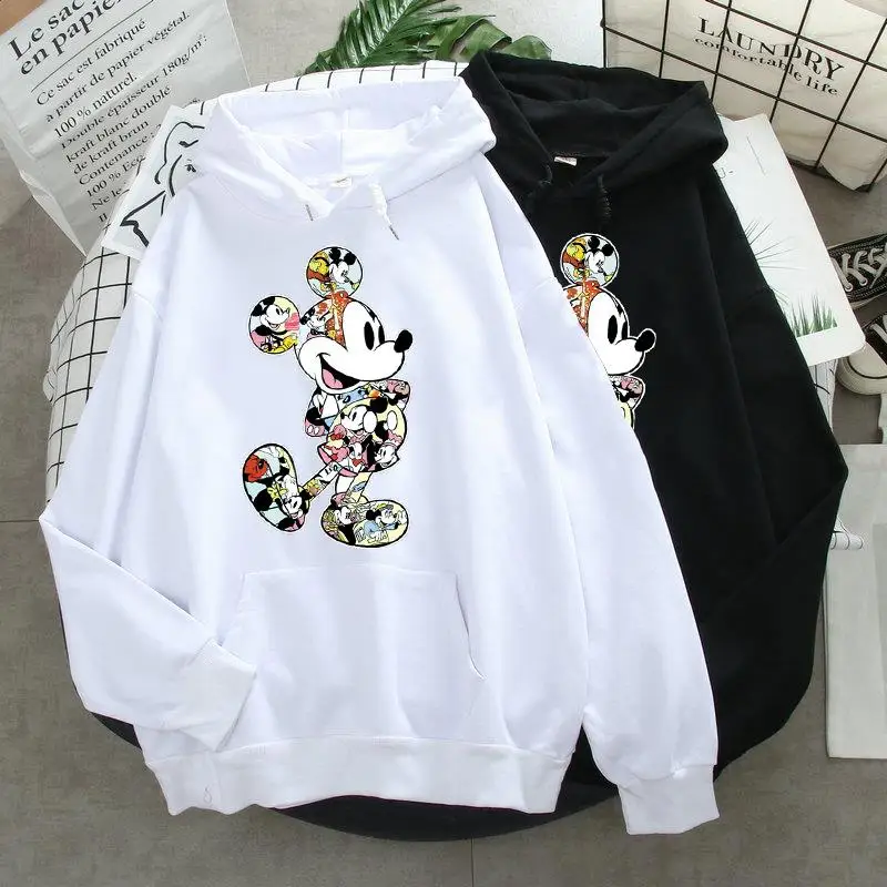 

Disney Frauen Hoodies Minnie Mickey Mouse Hoodies Cartoon Tops Langarm Taschen Long Sleeve Sweatshirts Mode Mit Kapuze Frauen