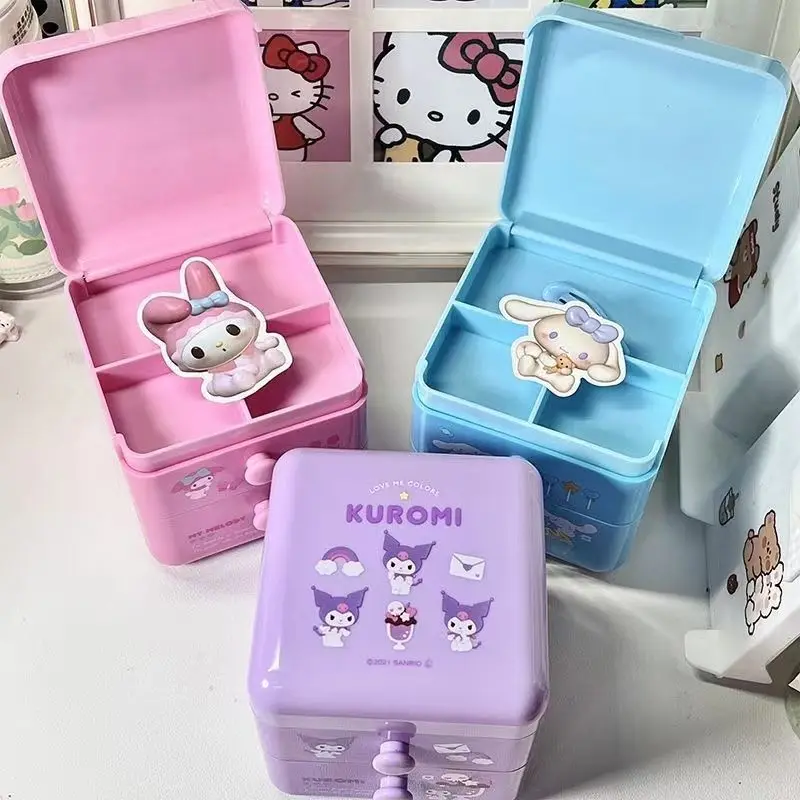 Kuromi Anime Kawaii Sanrio Cinnamoroll Double Compart Storage Box Cute Cartoon My Melody Drawer Desktop Jewelry Case Girls Toys
Kuromi Anime Kawaii Sanrio Cinnamoroll Double Compart Storage Box Cute Cartoon My Melody Drawer Desktop Jewelry Case Girls Toys