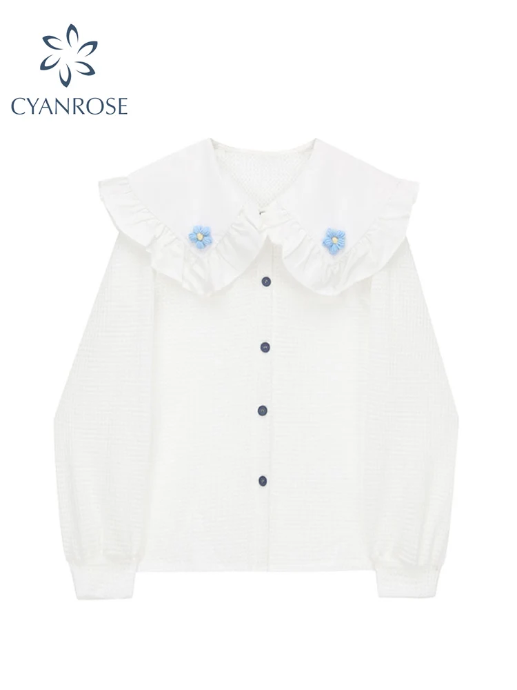 Women Long Sleeve White Hollow Out Knit Shirt 2022 Spring Female Casual Streetwear Fashion Vintage Peter Pan Collar Blouses Tops
Women Long Sleeve White Hollow Out Knit Shirt 2022 Spring Female Casual Streetwear Fashion Vintage Peter Pan Collar Blouses Tops