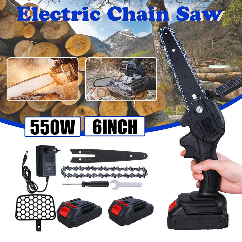 6 Inch Electric Chain Saw With Battery Pruning ChainSaw Cordless Garden Logging Saw Woodworking Cutter Power Tools
6 Inch Electric Chain Saw With Battery Pruning ChainSaw Cordless Garden Logging Saw Woodworking Cutter Power Tools