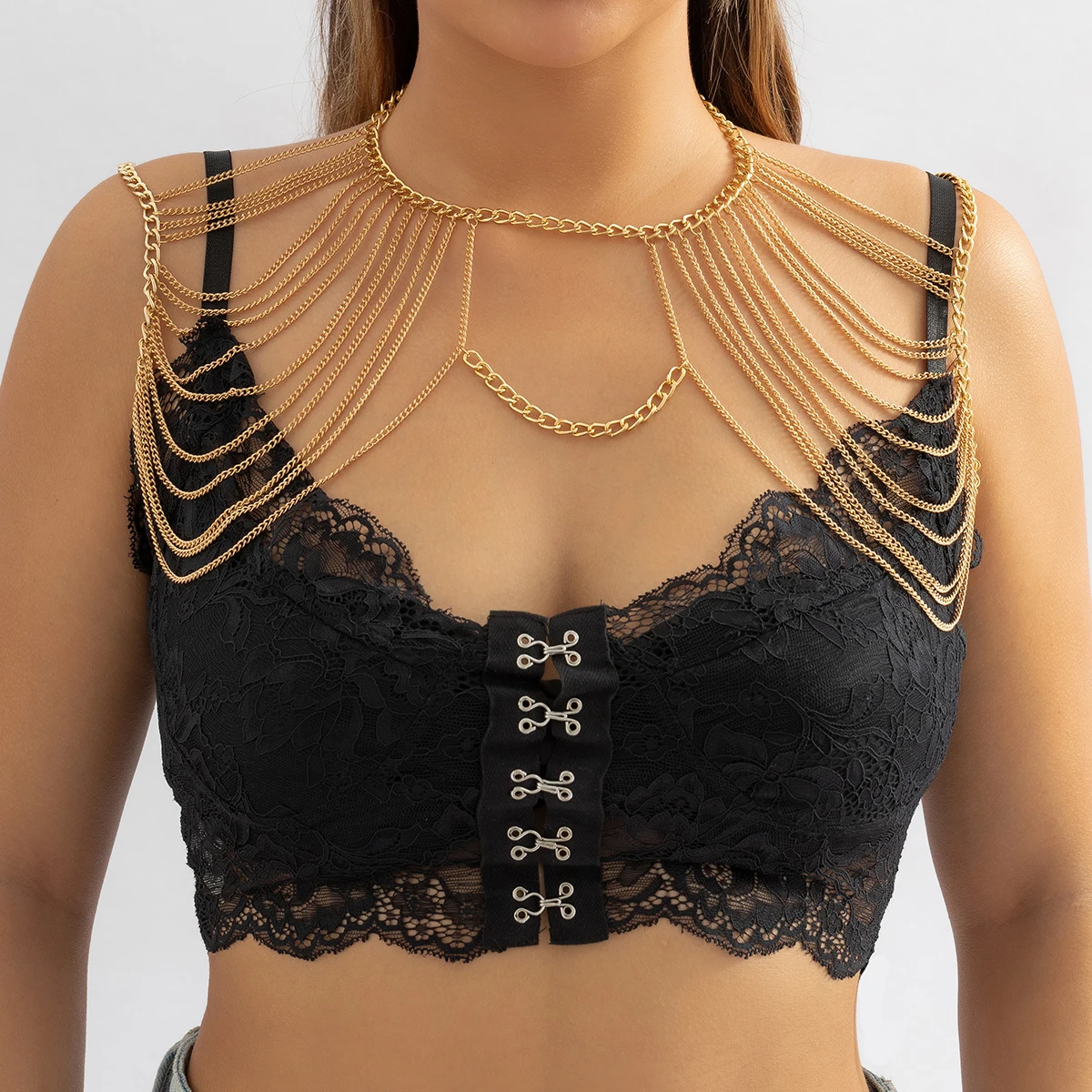 IngeSight.Z Gothic Metal Aluminum Chain Shoulder Body chain for Women Punk Harness Bra Chest Chain Festival Rave Outfit Jewelry
IngeSight.Z Gothic Metal Aluminum Chain Shoulder Body chain for Women Punk Harness Bra Chest Chain Festival Rave Outfit Jewelry