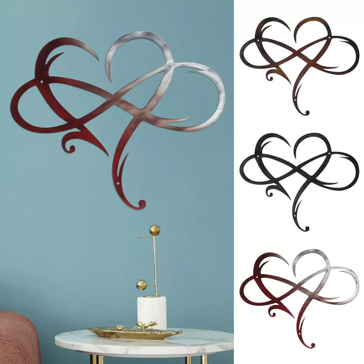 Reflective Metal Wall Decor Unique Design - Gradient Color Wall Art Eternal Love Infinite Heart Iron Interior Decoration
Reflective Metal Wall Decor Unique Design - Gradient Color Wall Art Eternal Love Infinite Heart Iron Interior Decoration
