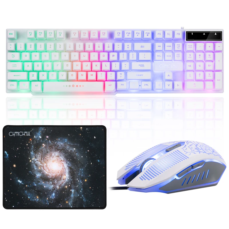 

Gaming Keyboard and Mouse Combo LED Breathing Backlit USB Wired Full key Professional Colorful Mouse 3200 DPI Mechanical Feel