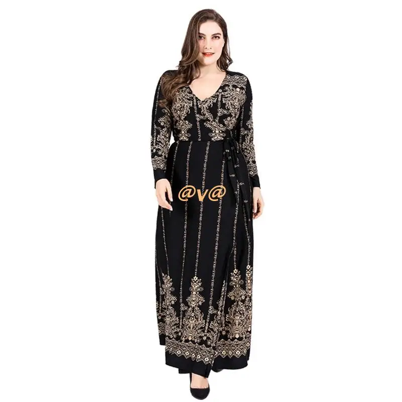 Women Plus Size Long Sleeve Sexy Wrap Deep V-Neck Maxi Dress Vintage Floral Print Side Tie Waist Flared Hem Party Gown
Women Plus Size Long Sleeve Sexy Wrap Deep V-Neck Maxi Dress Vintage Floral Print Side Tie Waist Flared Hem Party Gown