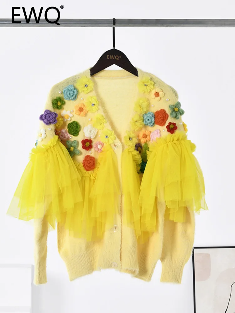 EWQ Sweet Women 3D Colorful Flower Cardigan Coat Mesh Patchwork Loose Long Sleeve Sweater Jacket 2023 Autumn Winter New 16O489
EWQ Sweet Women 3D Colorful Flower Cardigan Coat Mesh Patchwork Loose Long Sleeve Sweater Jacket 2023 Autumn Winter New 16O489