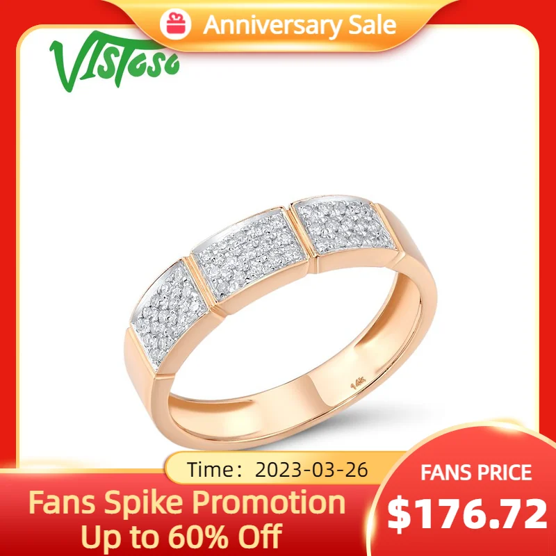 

Женское золотое кольцо с бриллиантами VISTOSO, розовое золото 14 к 585 пробы, со сверкающими бриллиантами, обручальные кольца, ювелирные украшения из драгоценных камней на юбилей
