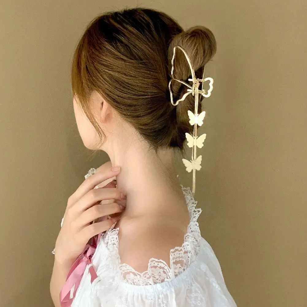 

Женская заколка для волос в форме бабочки N7X0, длинная Винтажная заколка-краб для волос, элегантный аксессуар для волос золотого цвета