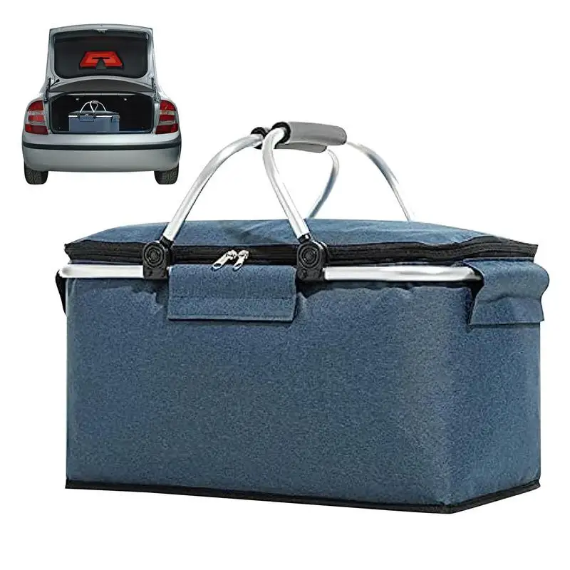 

Изолированная продуктовая корзина, складная сумка-холодильник, 26 л, портативная корзина-холодильник, корзина для хранения с 2 ручками для путешествий, пикника, покупок