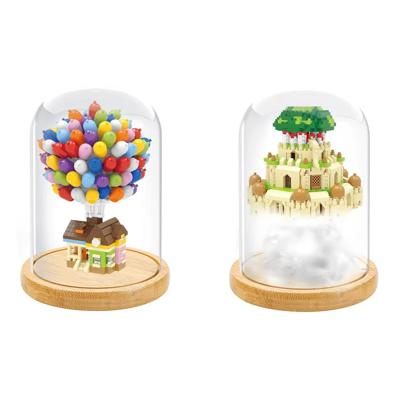 

Creative Castle in the Sky Micro Diamond Block Balloon House Nanobrick Building Brick Assemble Toys Display Stand For GIfts