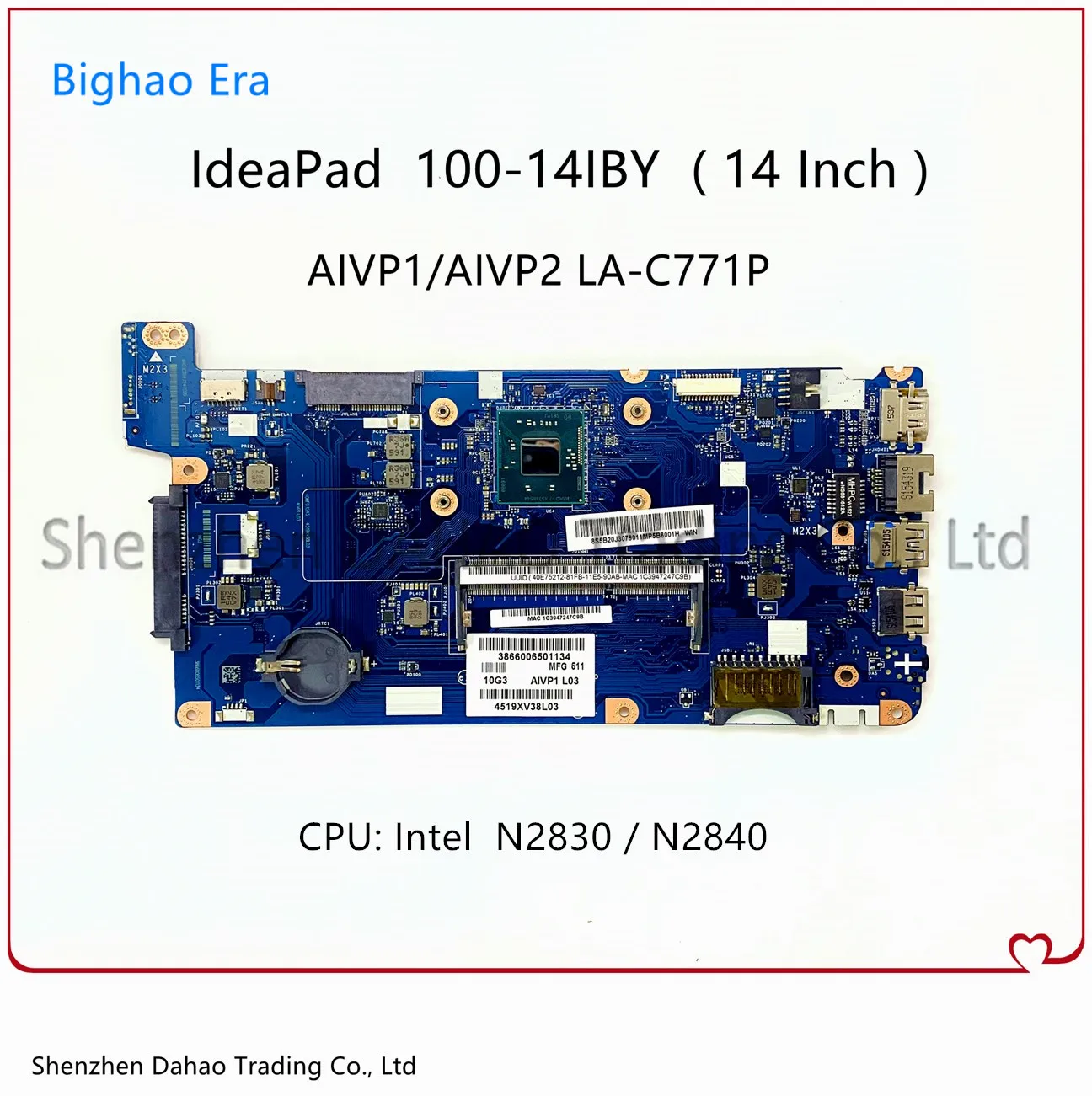 Материнская плата для ноутбука Lenovo Ideapad 100-14IBY AIVP1/AIVP2 Φ с процессором Intel N2830 N2840 DDR3L 100% полностью протестирована
Материнская плата для ноутбука Lenovo Ideapad 100-14IBY AIVP1/AIVP2 Φ с процессором Intel N2830 N2840 DDR3L 100% полностью протестирована