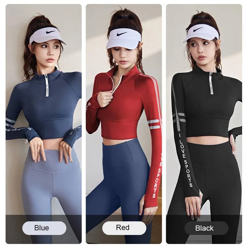 Two Pieces Set Sports T-shirts And Pants Yoga Set blazer With Chest Pad Stand-up Collar Zipper Fitness Long Sleeve Yoga Clothes
Two Pieces Set Sports T-shirts And Pants Yoga Set blazer With Chest Pad Stand-up Collar Zipper Fitness Long Sleeve Yoga Clothes