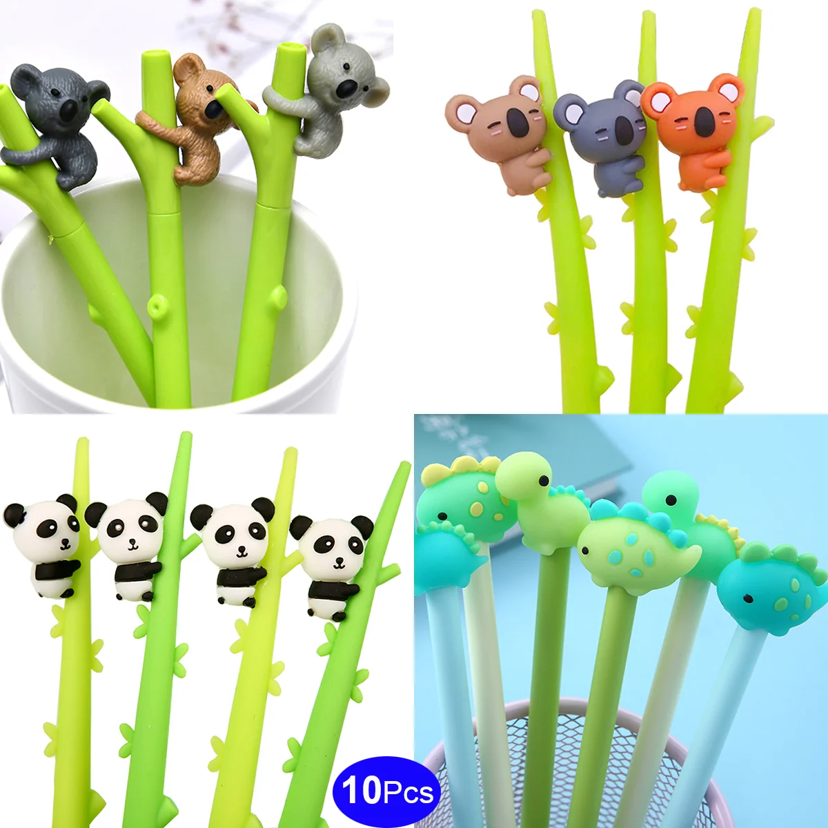 

10Pcs Elegant Fancy Cute Pens Koala Panda Sloth Kawaii Funny Gel Ink Pen for Writing Sign Student Aesthetic Stationery Ballpoint