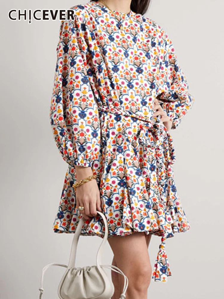 CHICEVER Casual Print Dress For Women Round Neck Loose Lantern Sleeve High Waist Colorblock Mini Dresses Female Fashion Clothing
CHICEVER Casual Print Dress For Women Round Neck Loose Lantern Sleeve High Waist Colorblock Mini Dresses Female Fashion Clothing
