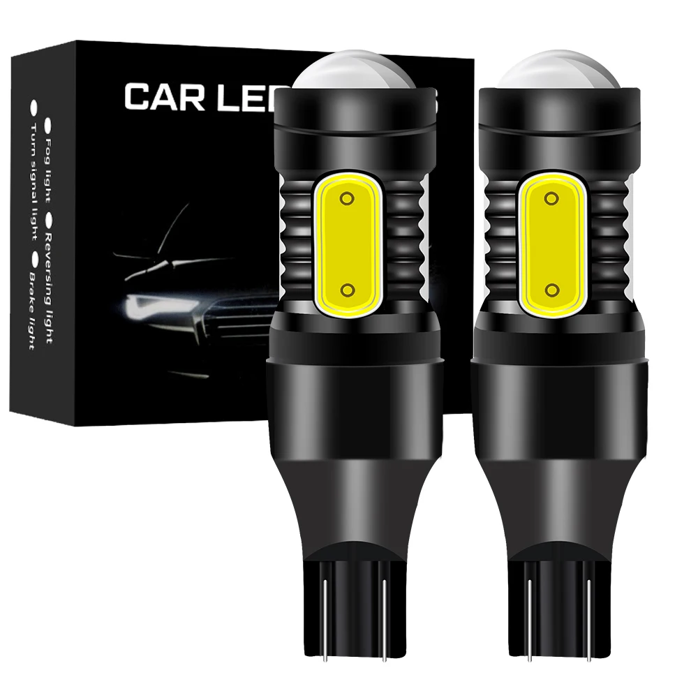 2x T15 W16W 1156 P21W LED BA15S Led COB 5SMD T20 7440 W21W WY21W Лампа для автомобильных фонарей заднего хода Белый 6000K 12V