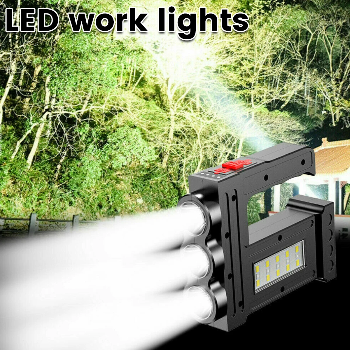 New LED Searchlight with 3 LEDs and 15pcs SMDS Super Bright Spotlight with 1200mAh Battery USB Rechargeable LED Flashlight with
New LED Searchlight with 3 LEDs and 15pcs SMDS Super Bright Spotlight with 1200mAh Battery USB Rechargeable LED Flashlight with