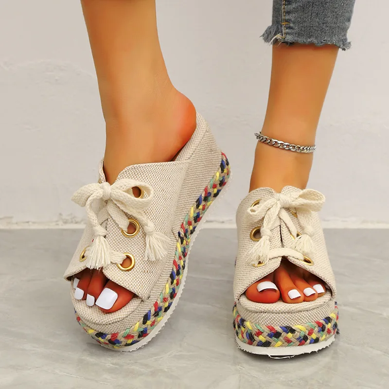 Women Summer Shoes 2022 Summer Lace Up Height Increase Wedge Slippers Women Plus Size Closed Toe Straw Platform Sandals Woman
Women Summer Shoes 2022 Summer Lace Up Height Increase Wedge Slippers Women Plus Size Closed Toe Straw Platform Sandals Woman