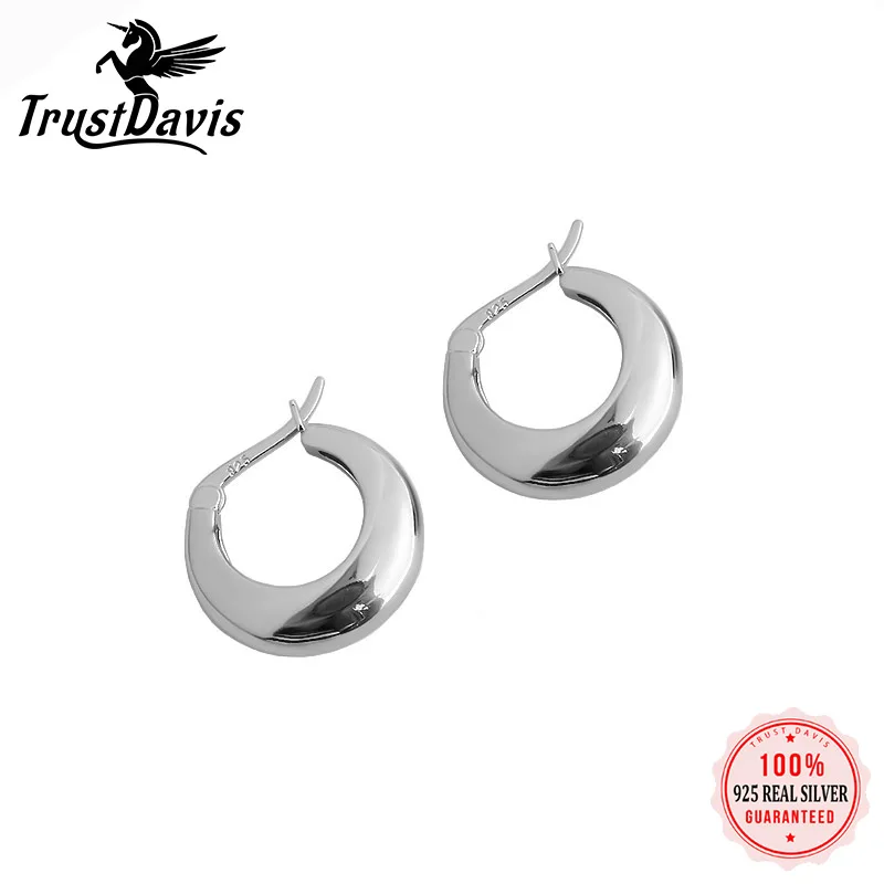 

Trustdavis настоящие S925 Стерлинговое серебро круглые серьги-кольца минималистичные маленькие круглые гипоаллергенные серьги для женщин ювелир...