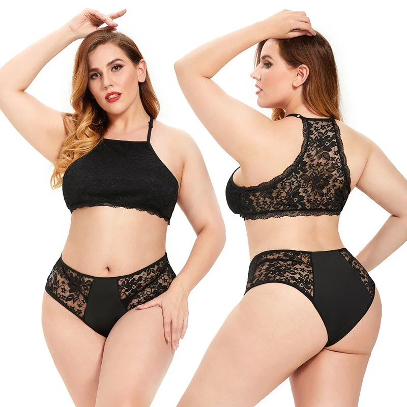 Women's Plus Size Bikini Underwear Halter Lace Two Pieces Bra Set Lager Size Thin Lingerie Underwear XXL Sleepwear
Women's Plus Size Bikini Underwear Halter Lace Two Pieces Bra Set Lager Size Thin Lingerie Underwear XXL Sleepwear