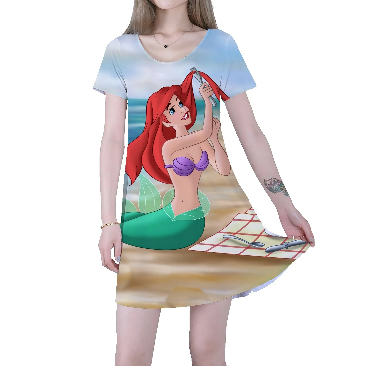 Disney Ariel Anime Cartoon Print Girls Long T-Shirt Skirt Thin Section 2022 Summer Cotton Casual Fashion Dress
Disney Ariel Anime Cartoon Print Girls Long T-Shirt Skirt Thin Section 2022 Summer Cotton Casual Fashion Dress