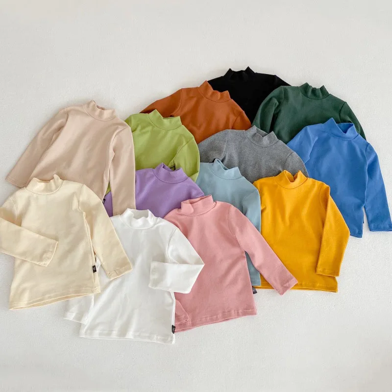 Turtleneck T Shirt Fall Kids Clothing Korean Style Solid Color Long Sleeve T-Shirts Girls Boys Basic Tees Tops Children's 2022
Turtleneck T Shirt Fall Kids Clothing Korean Style Solid Color Long Sleeve T-Shirts Girls Boys Basic Tees Tops Children's 2022