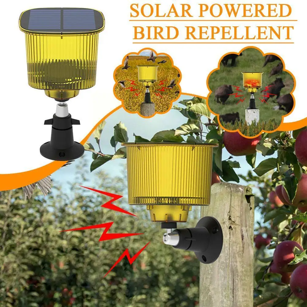 

1pcs Solar Powered Bird Repellent Solar Dispelling Bird Artifact Solar Energy 13 Languages Recording For Farm J6Z2