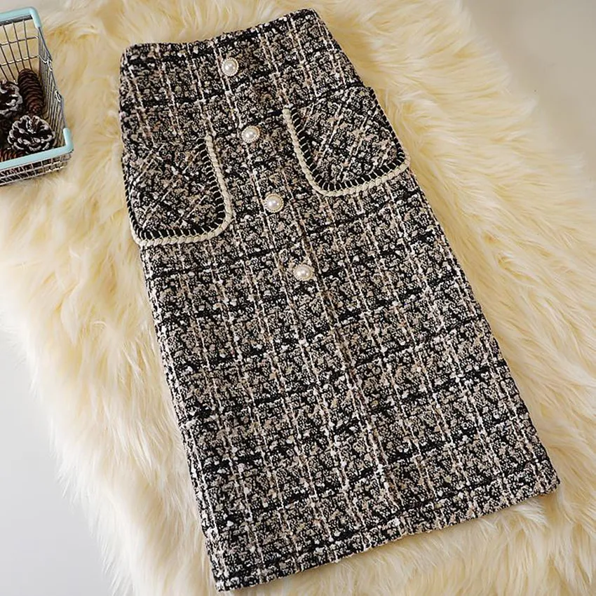 High Waist Tweed Skirts for Women A-line Slim Split Elegant Small Fragrance Autumn
High Waist Tweed Skirts for Women A-line Slim Split Elegant Small Fragrance Autumn