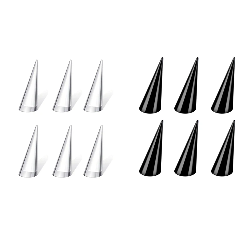 6Pcs Black Acrylic Crystal Ring Holder Wedding Ring Display Cone Support Holder Single Finger Rings Showcase Stand
6Pcs Black Acrylic Crystal Ring Holder Wedding Ring Display Cone Support Holder Single Finger Rings Showcase Stand