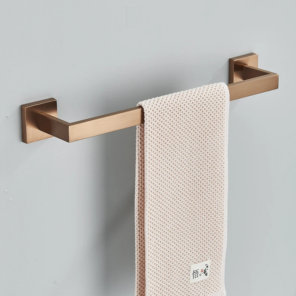 

Vidric Rose Gold Bathroom Accessories Set Hardware Paper Holder Towel Bar Rack Rail Rod Robe Hook Hanger Wall Mount Brushed Rose