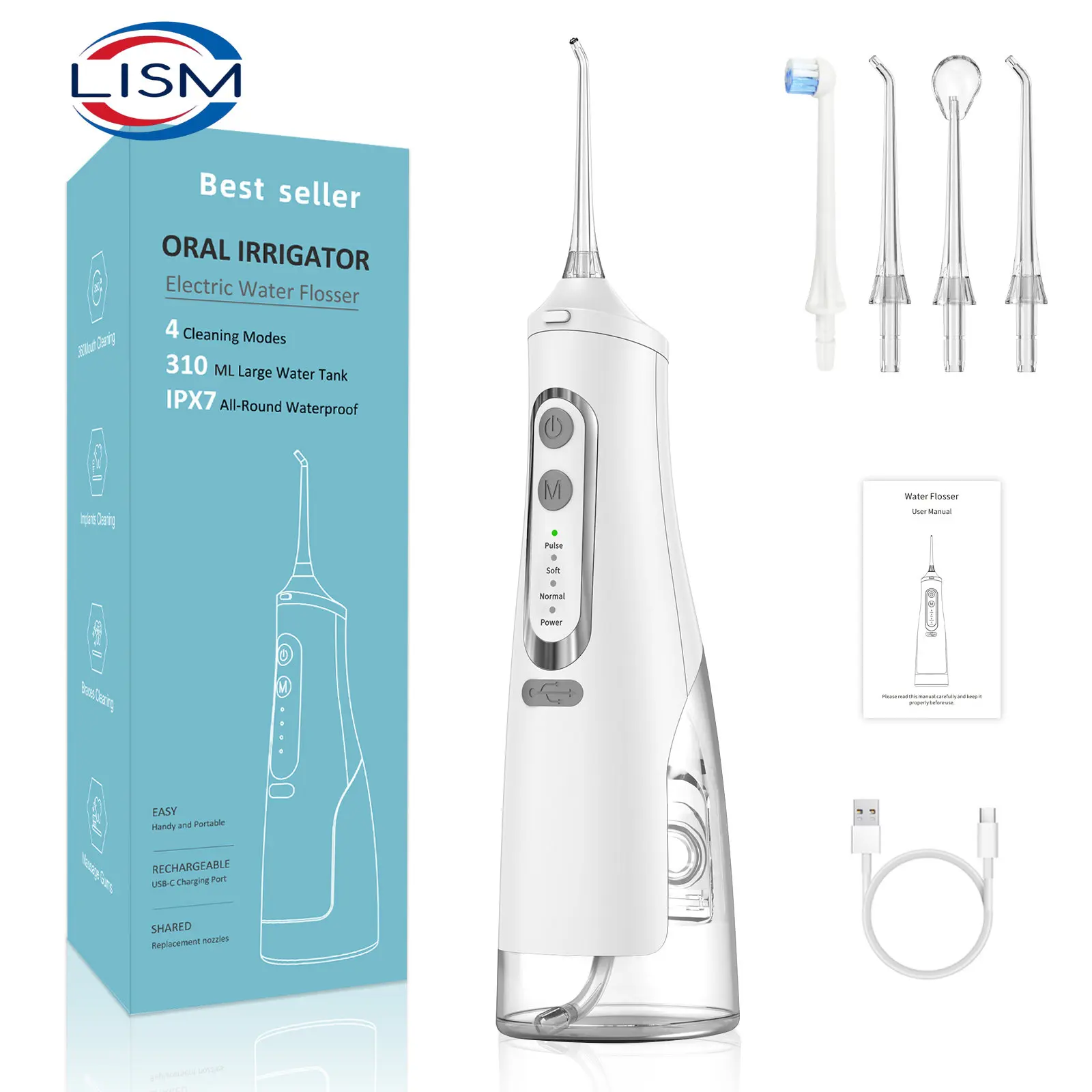 Oral Irrigator USB Rechargeable Water Flosser Portable Dental Water Jet 310ML Water Tank IPX7 Waterproof Teeth Cleaner Travel
Oral Irrigator USB Rechargeable Water Flosser Portable Dental Water Jet 310ML Water Tank IPX7 Waterproof Teeth Cleaner Travel