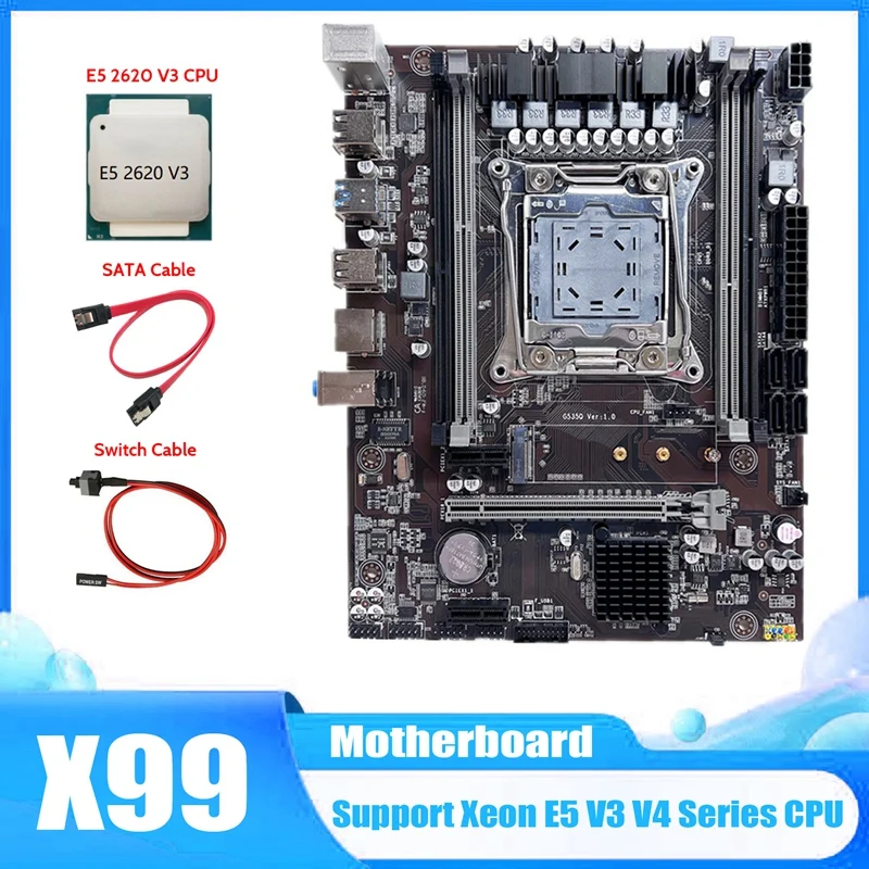 X99 Motherboard LGA2011-3 Computer Motherboard Support DDR4 RAM Memory With E5 2620 V3 CPU+Switch Cable+SATA Cable
X99 Motherboard LGA2011-3 Computer Motherboard Support DDR4 RAM Memory With E5 2620 V3 CPU+Switch Cable+SATA Cable