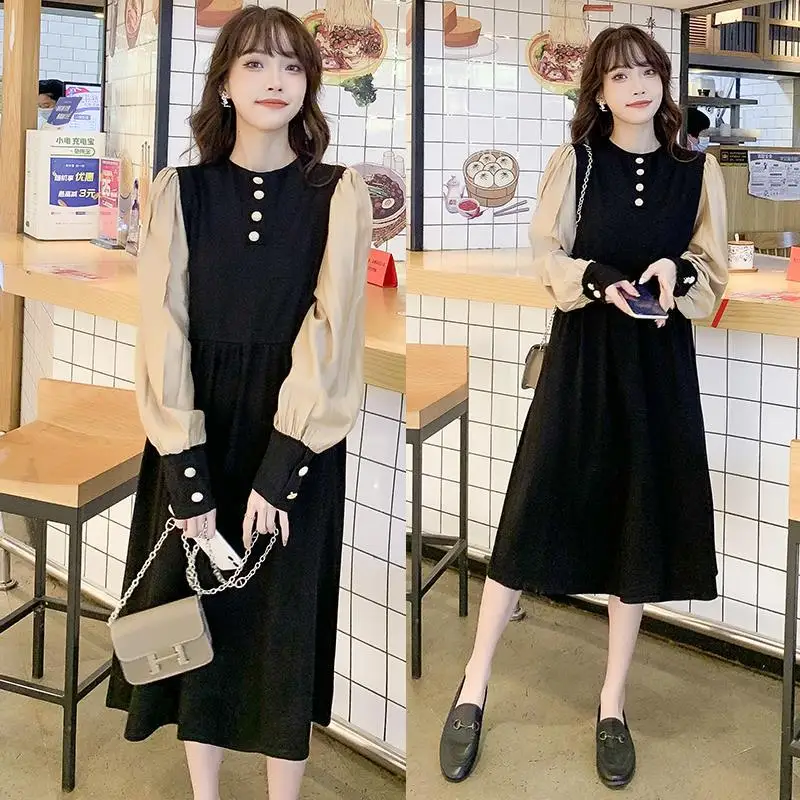 Spring Autumn Korean Fashion Maternity Dress Long Sleeve Color Matching Clothes for Pregnant Women Elegant Pregnancy Dress
Spring Autumn Korean Fashion Maternity Dress Long Sleeve Color Matching Clothes for Pregnant Women Elegant Pregnancy Dress