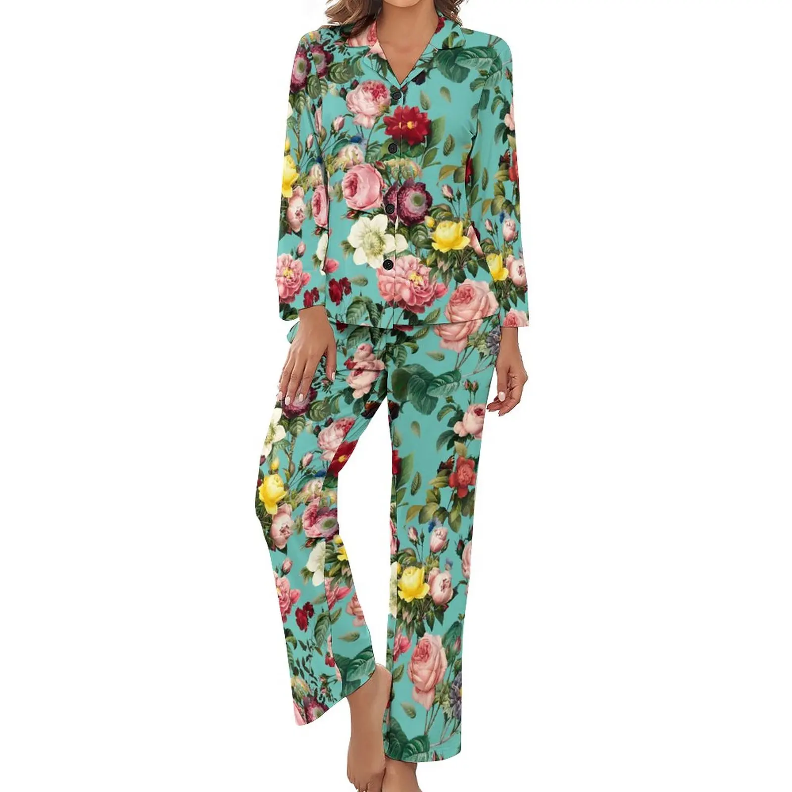 Vintage Rose Pajamas Daily Two Piece Colorful Flowers Warm Pajama Sets Women Long Sleeve V Neck Bedroom Graphic Sleepwear
Vintage Rose Pajamas Daily Two Piece Colorful Flowers Warm Pajama Sets Women Long Sleeve V Neck Bedroom Graphic Sleepwear