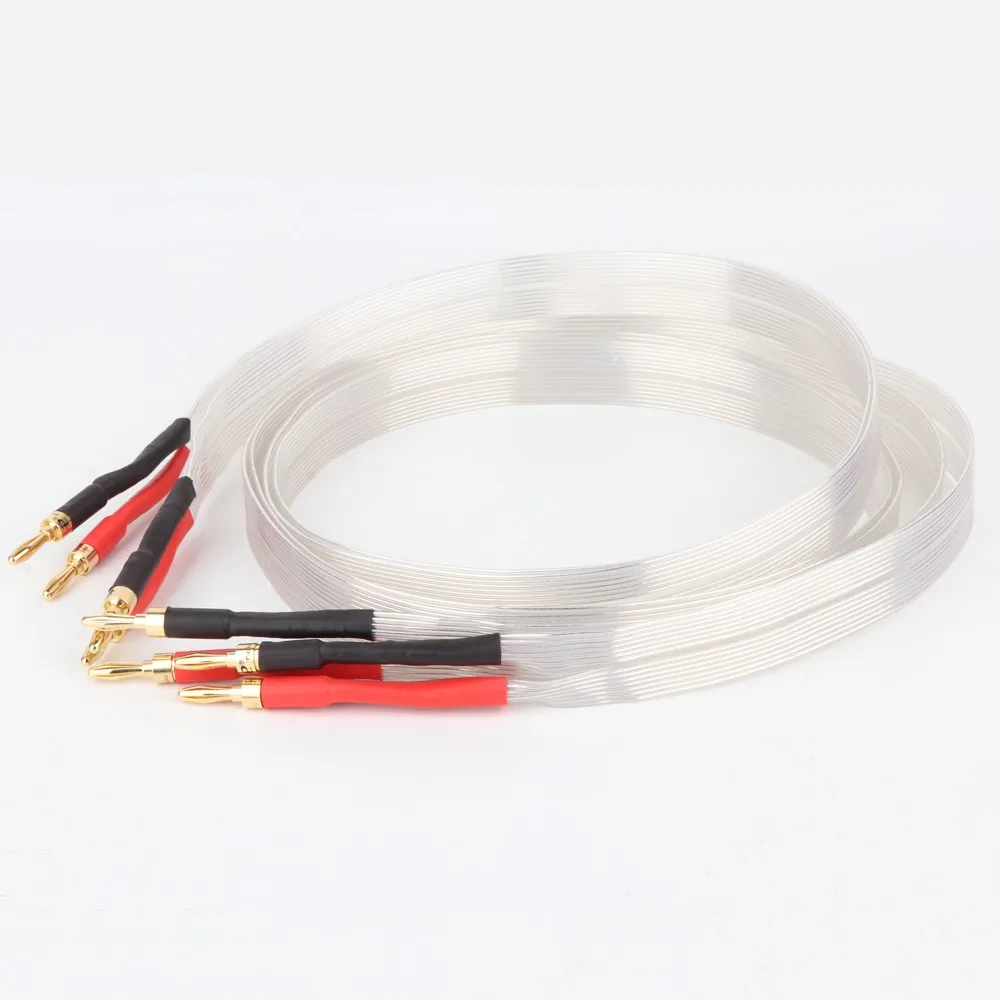 

Nordost White Draws OCC Silver Plated audio speaker cable Hi-end Loudspeaker Cable with gold plated banana plug