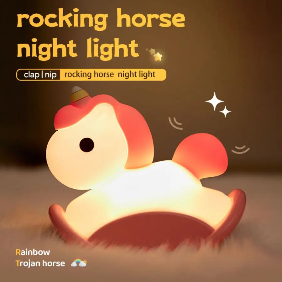 Night Light for Kids Cute Trojan Horse Lamp USB Rechargeable Silicone Animal Dimmable Sleeping Night Lights for Bedroom Decor
Night Light for Kids Cute Trojan Horse Lamp USB Rechargeable Silicone Animal Dimmable Sleeping Night Lights for Bedroom Decor