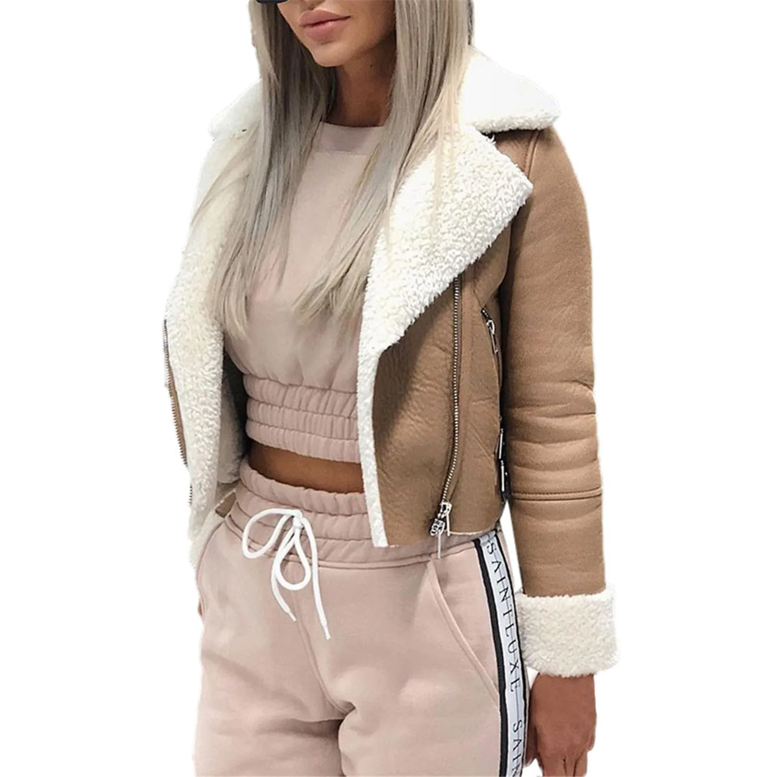 Women Winter Coat Top Autumn Women Lapel Suede Leather Buckle Cool Pilot Jacket Faux Lamb Wool Motorcycle Jackets 2021 New
Women Winter Coat Top Autumn Women Lapel Suede Leather Buckle Cool Pilot Jacket Faux Lamb Wool Motorcycle Jackets 2021 New