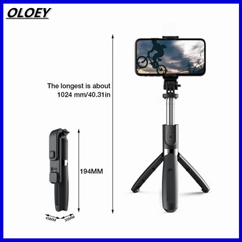 OLOEY Portable Wireless Selfie Stick Bluetooth-Compatible Selfie Stick Extendable Monopod with Fill Light Mini Tripod
OLOEY Portable Wireless Selfie Stick Bluetooth-Compatible Selfie Stick Extendable Monopod with Fill Light Mini Tripod