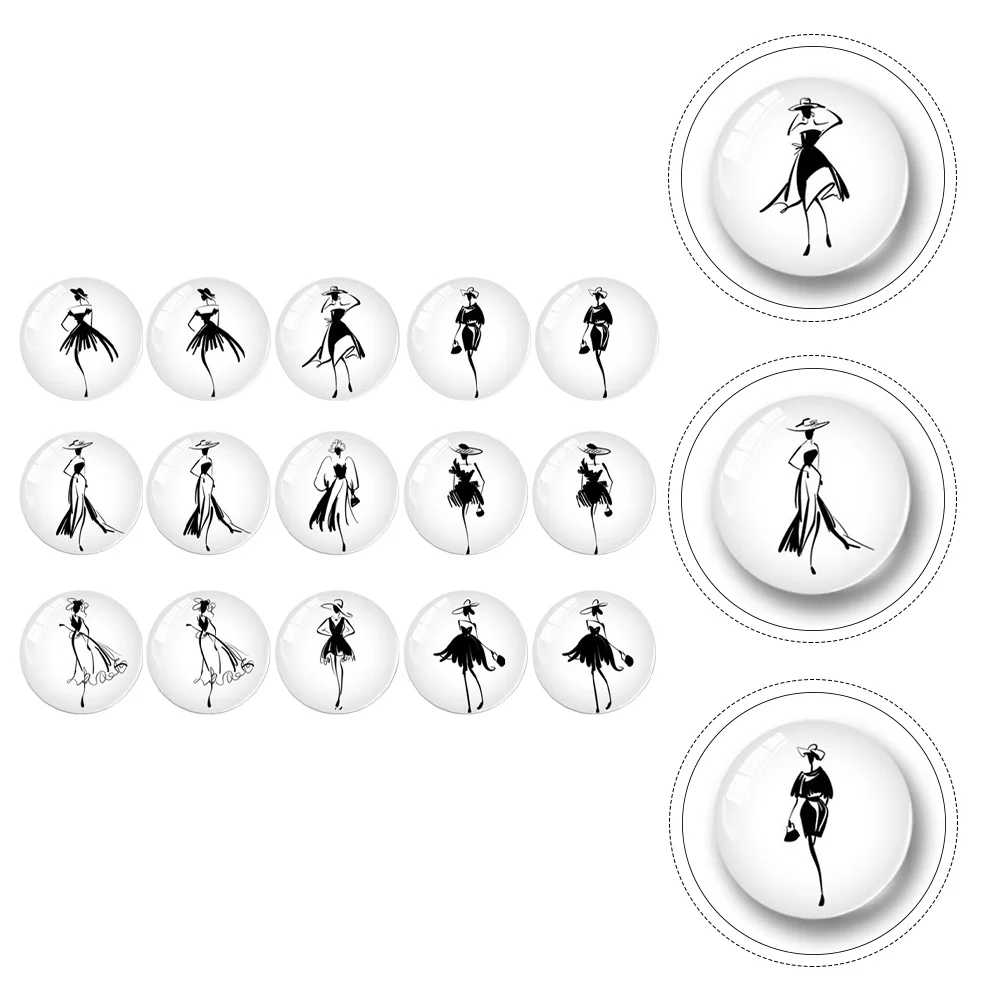 

15 Pcs Fridge Magnet Scrapbook Glass Refrigerator Abstract Figures Magnetic Stickers Crystal Creative Magnets Round