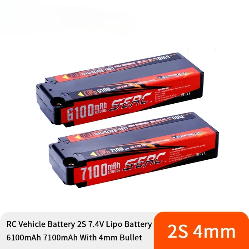 7 4 В 2S Lipo Батарея 70C 6100 мАч 7100 Жесткий чехол с пулей мм для радиоуправляемых