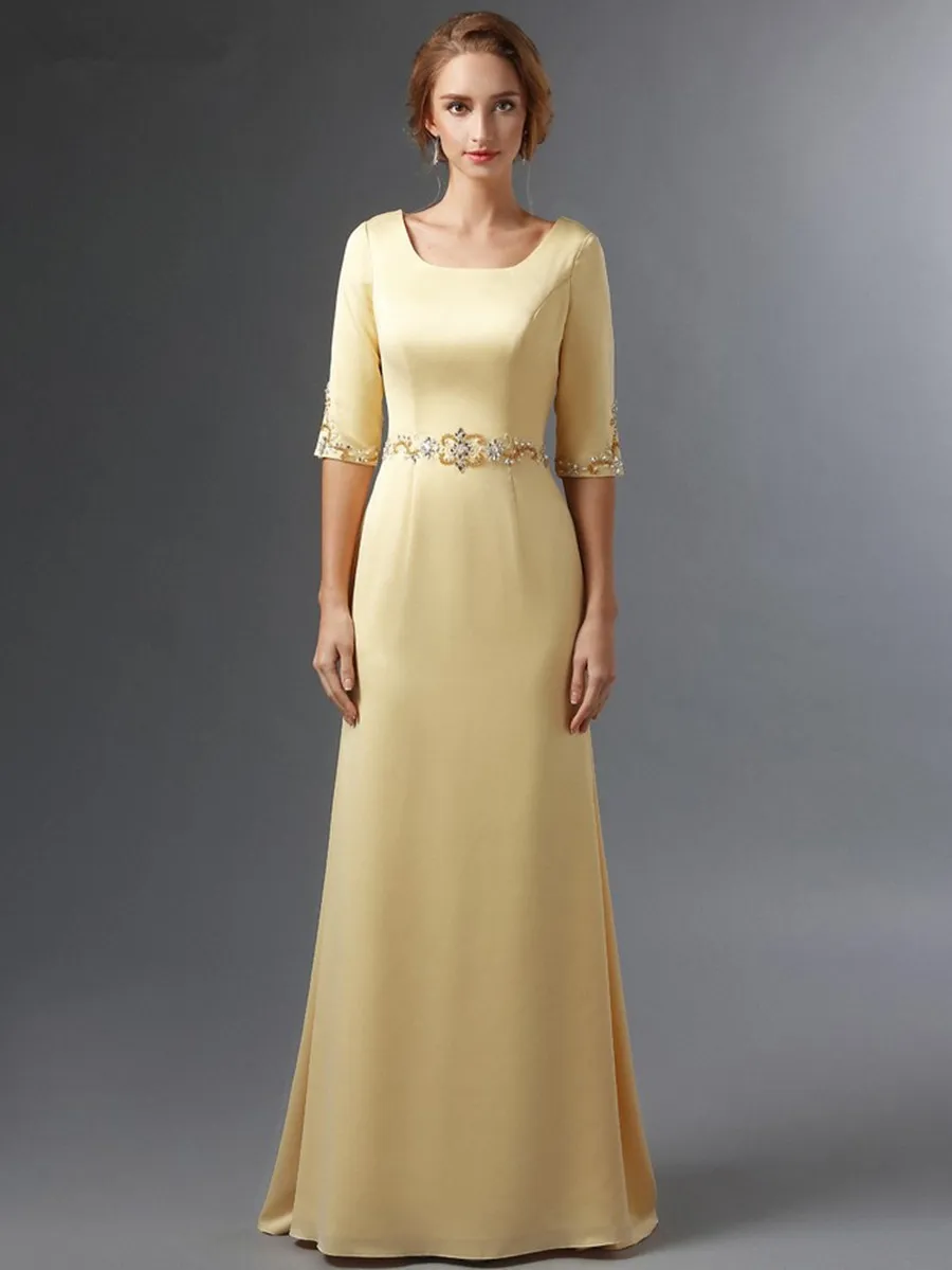 Yellow Satin Evening Dresses For Women Luxury Half Sleeves Beaded Plus Size Elegant Mother Of The Bride Dresses Prom Party Gown
Yellow Satin Evening Dresses For Women Luxury Half Sleeves Beaded Plus Size Elegant Mother Of The Bride Dresses Prom Party Gown