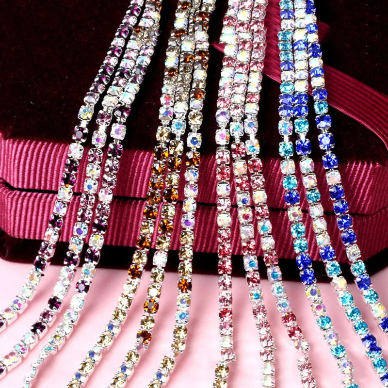 10Yards 2mm 3mm Crystal Glass Rhinestones Chain Sew On Claw Rhinestones With Flatback Base for Wedding Dress DIY Accessories
10Yards 2mm 3mm Crystal Glass Rhinestones Chain Sew On Claw Rhinestones With Flatback Base for Wedding Dress DIY Accessories