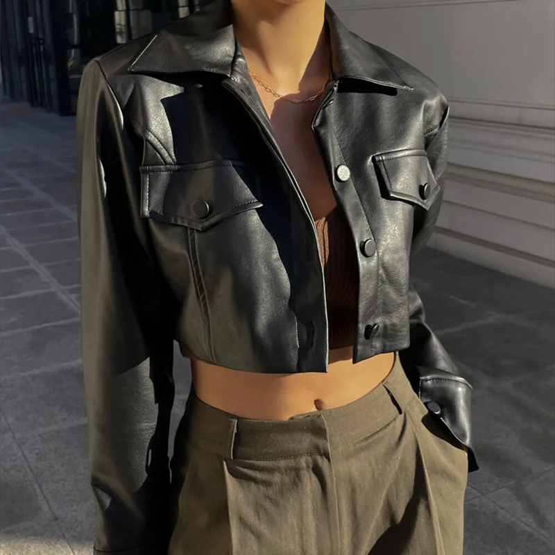 Xeemilo Autumn Faux Leather Short Jacket Y2K Turn-down Collar Fashion Botton Decoration PU Coat Grunge Street Casual Coats
Xeemilo Autumn Faux Leather Short Jacket Y2K Turn-down Collar Fashion Botton Decoration PU Coat Grunge Street Casual Coats